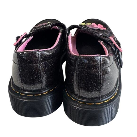 Dr. Martens Kids Polley Mary Jane Black Glitter Floral Size 3 New Without Box - Picture 4 of 5